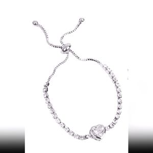 Rhinestone Heart Box Chain Bracelet
